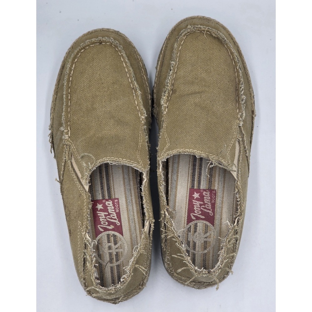 Tony Lama Lindale Slip On Shoes Mens 8 Canvas Brown Casual Loafer - Picture 9 of 11